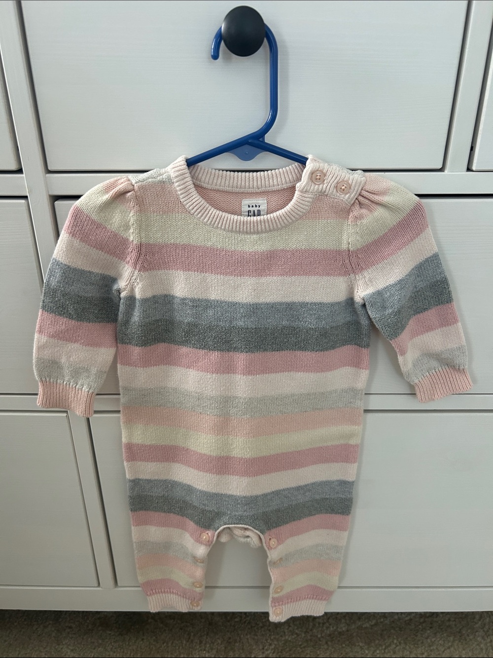 GAP Striped Knit One-Piece in Pink, Gray & Cream